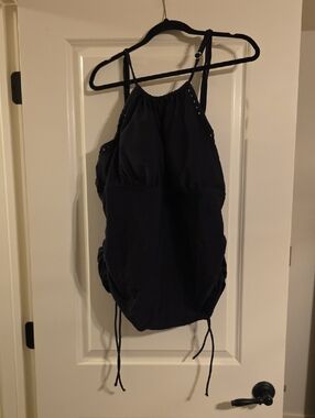 Kona Sol Black Tankini Top Piece Swimsuit 26W Plus Size